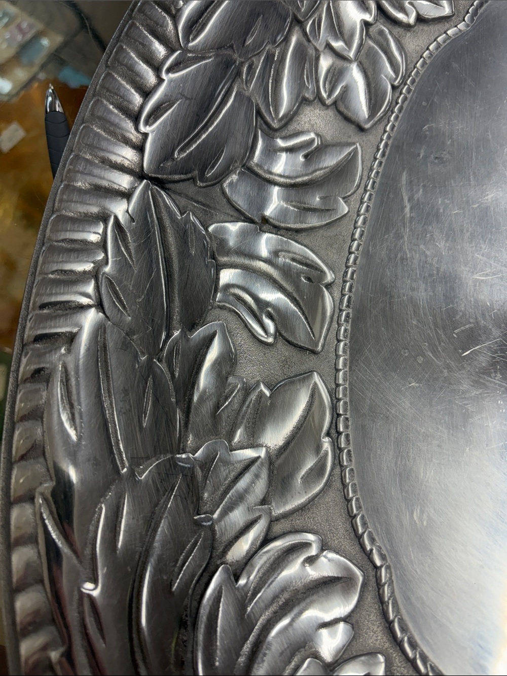 Ornate Silver-Tone Leaf Vanity Tray - Picture 6 of 7